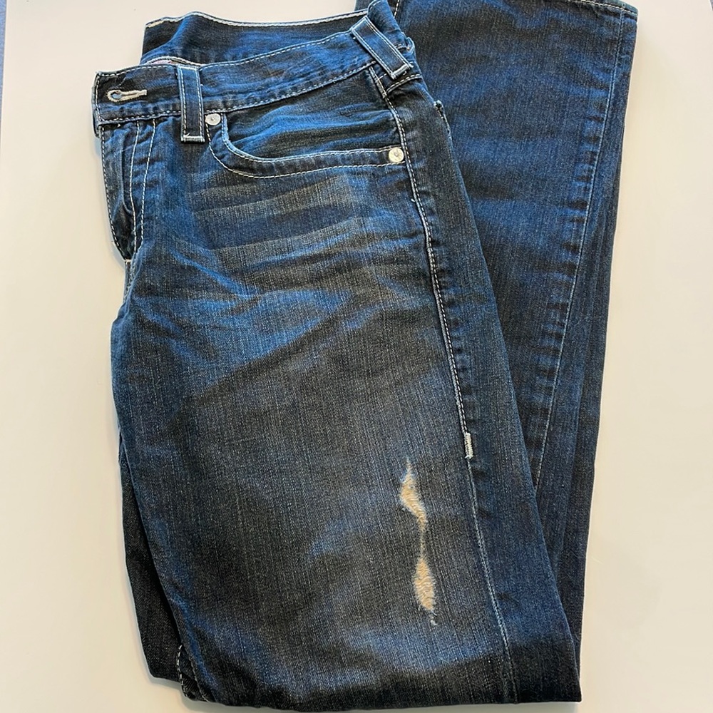 True Religion Men’s Distressed Straight Jeans - Size 34